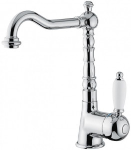 40513BС Смеситель Laguna с донным клапаном для раковины, цвет белый-хром