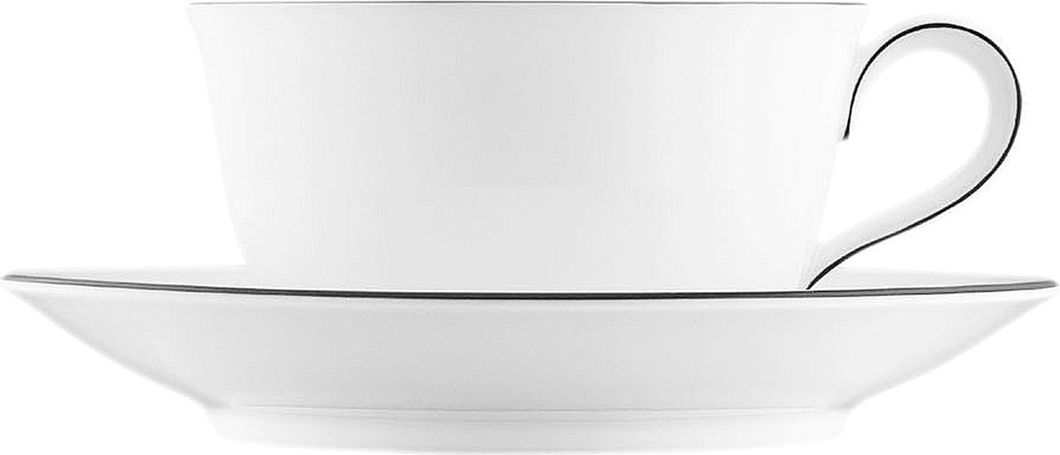 10642839 Furstenberg Чашка для капучино с блюдцем Furstenberg "Вагенфельд" 300мл (с чёрным кантом) Фарфор 