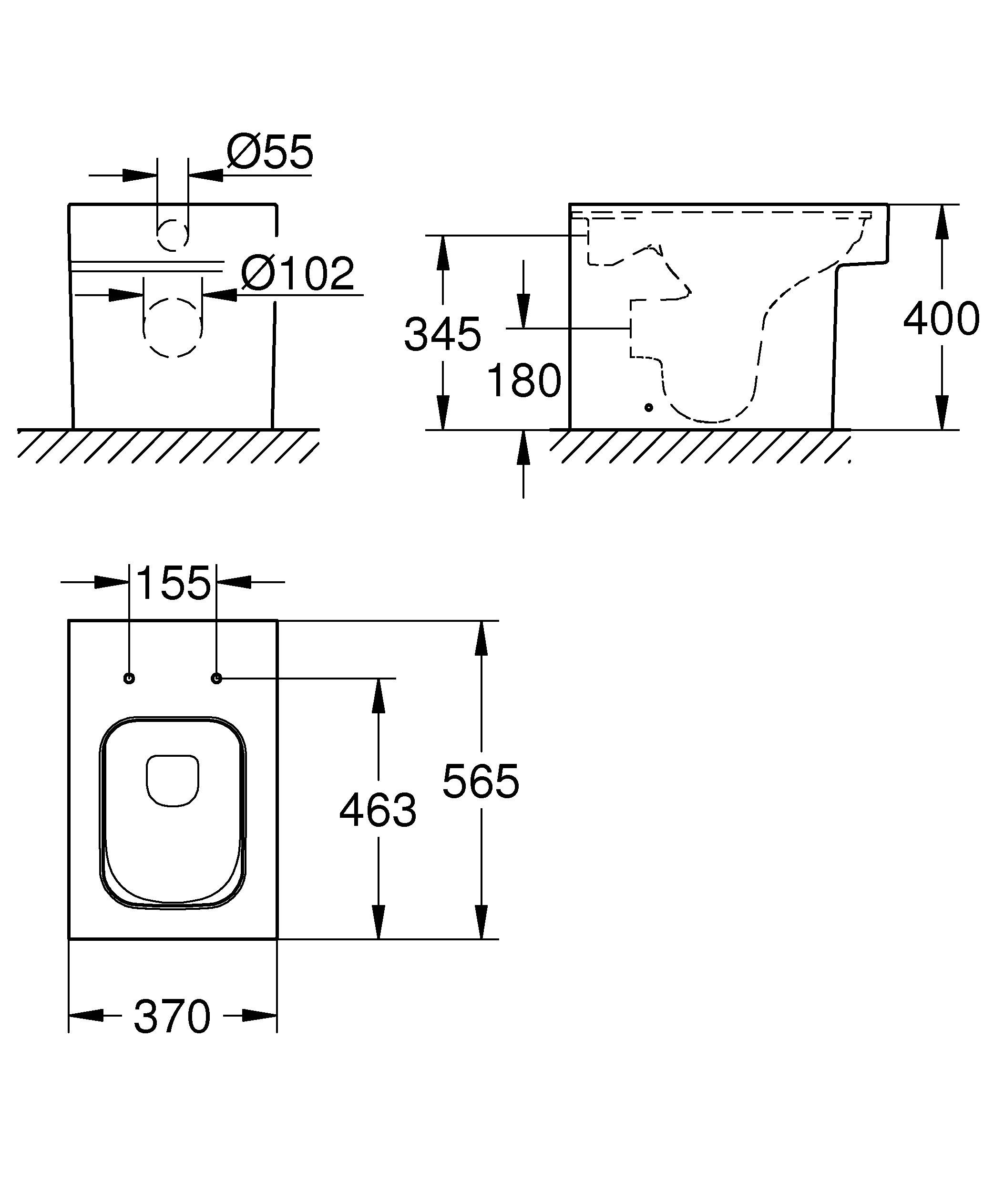 NW0037 Компакт унитаз с бачком Белый Grohe Cube Тайвань - Вид №4