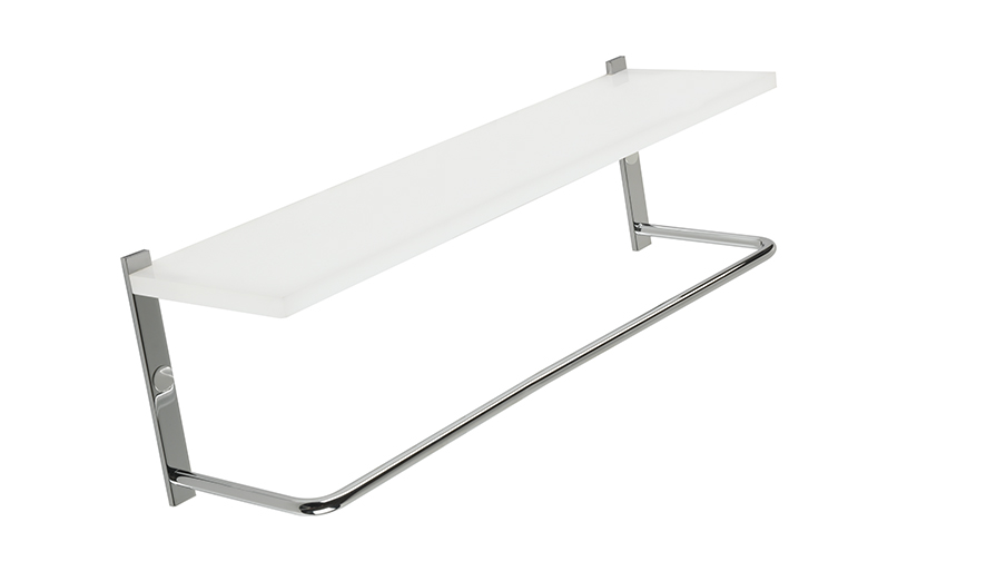 1077(08) Stil Haus Mizar, полка из оргстекла с полотенцедержателем, длина 40 см, цвет хром 