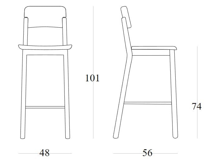 Высокий стул из ясеня с подставкой для ног SIPA ARCH-00124886 - Вид №7