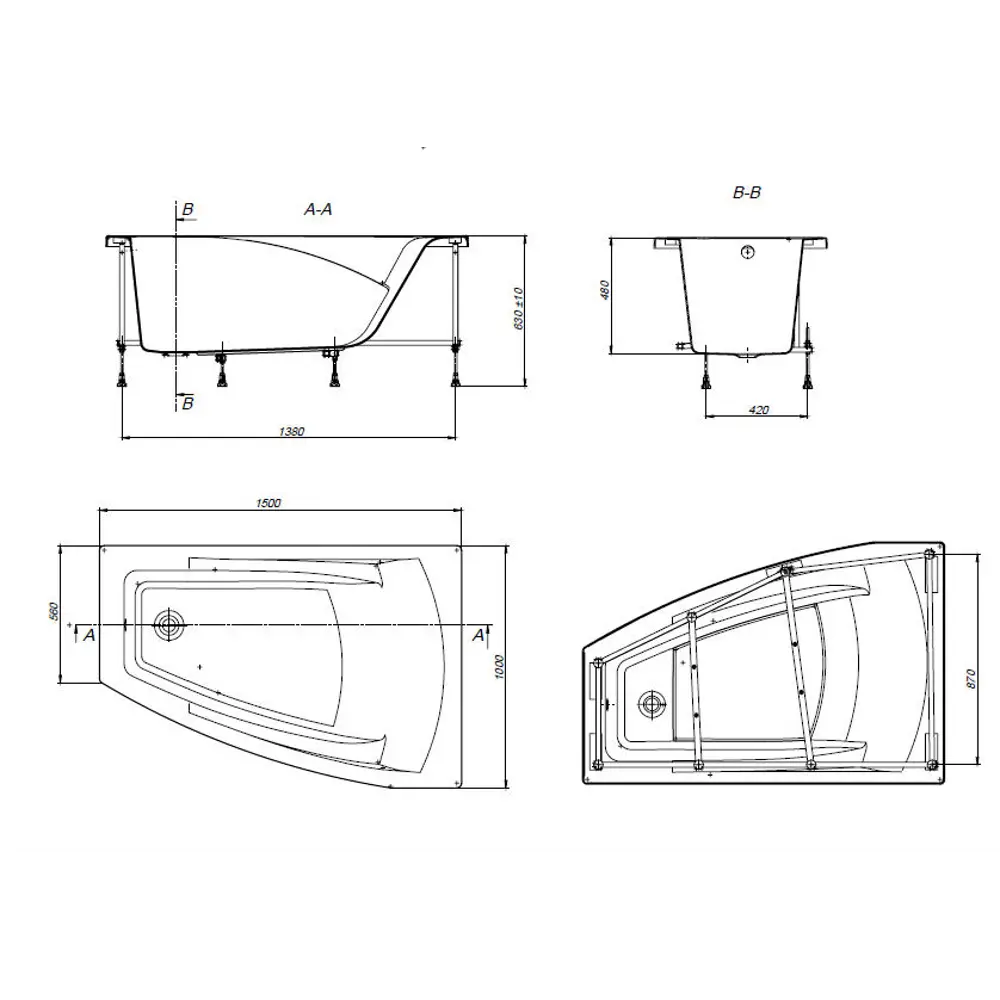 Ванна Roca Hall Angular акрил 150x100 см угловая правая STLM-2142810 - Вид №2