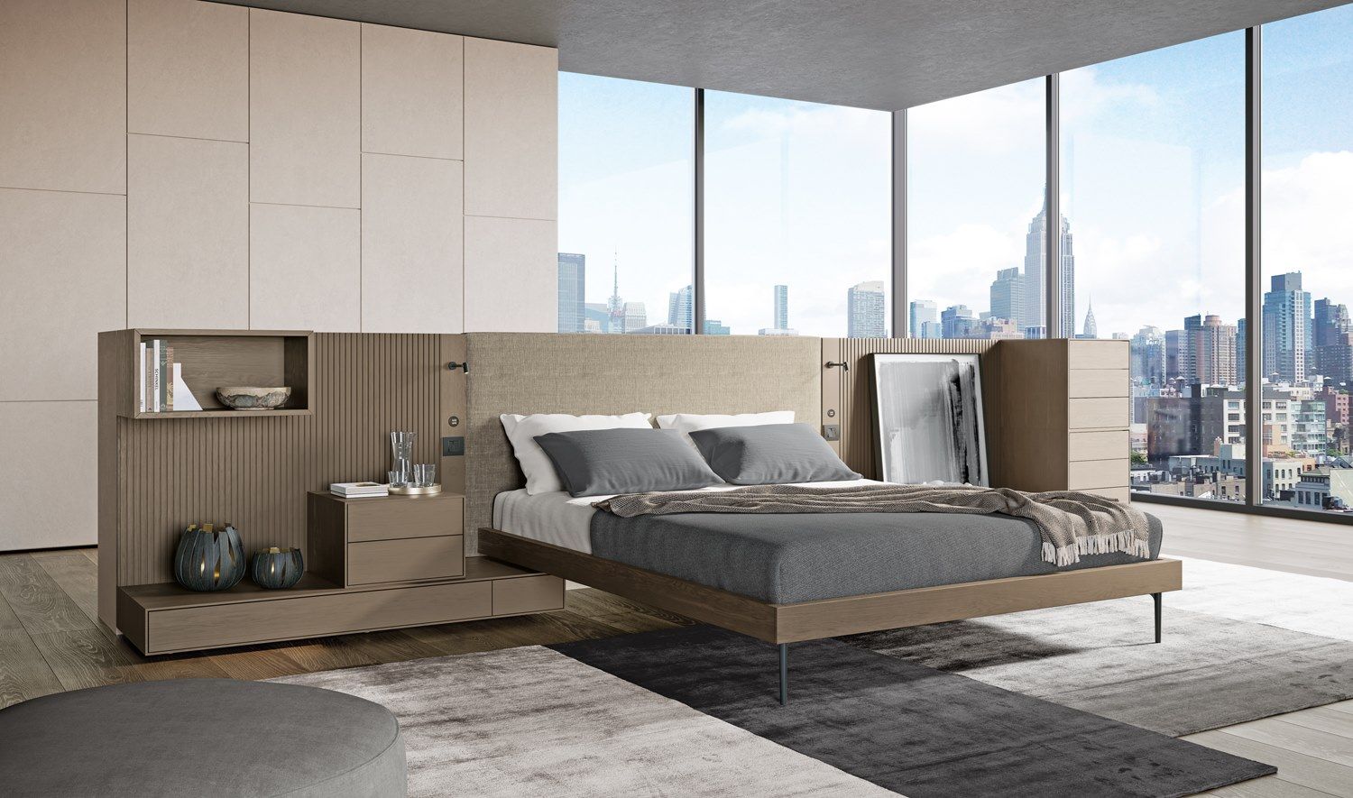 Деревянное изголовье со встроенными тумбочками для двуспальной кровати Dall'Agnese Square ARCH-00029804 - Вид №18