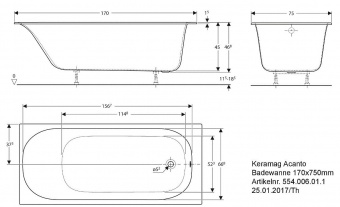 Ванна акриловая 170x75 Keramag Acanto 554.006.01.1  - Вид №2