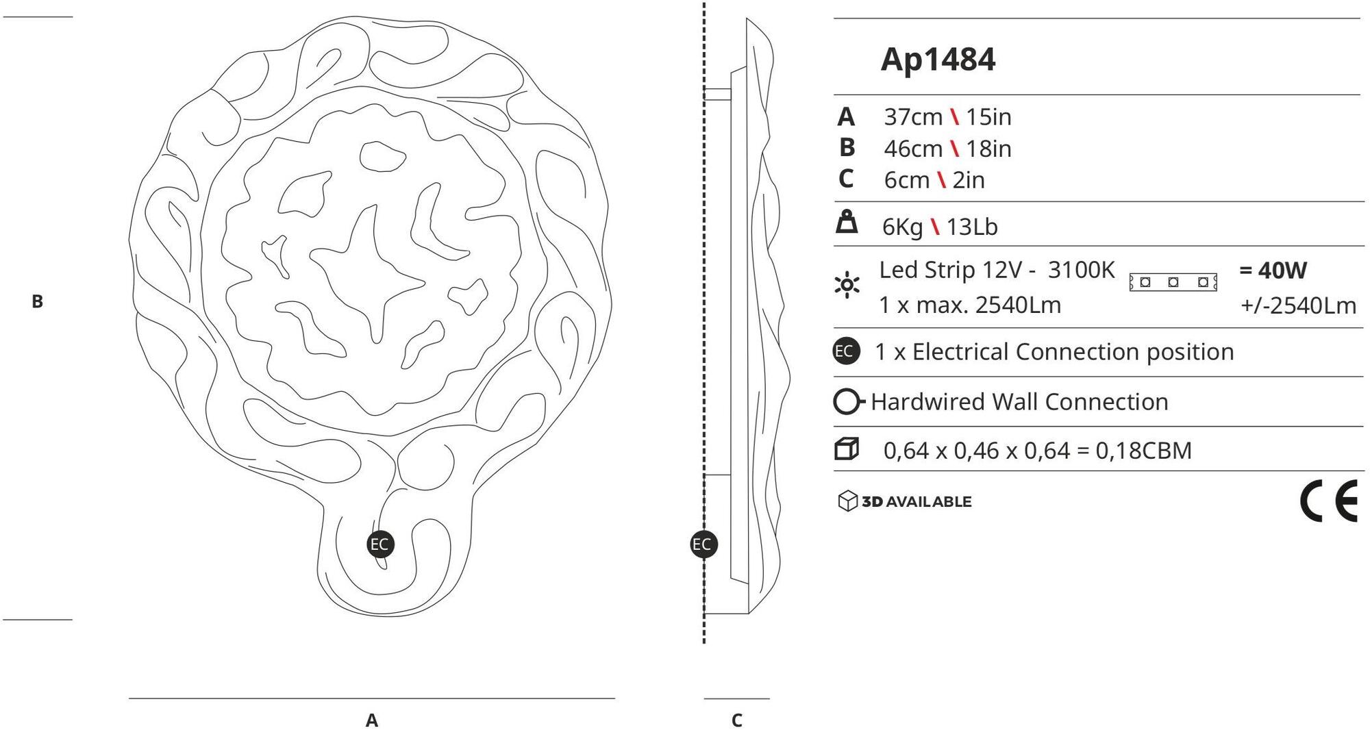 Serip Светодиодный настенный светильник из алюминия и стекла Dali Ap1484 - Вид №1