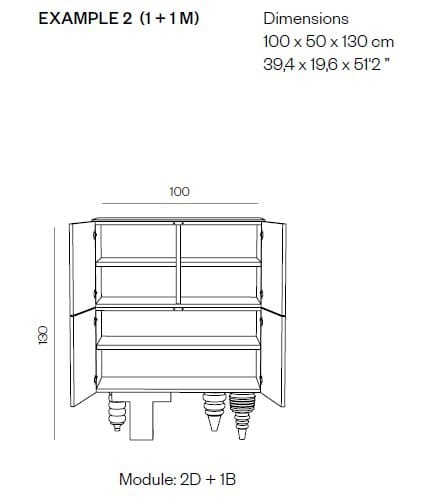 Шкаф из шпона ясеня с распашными дверцами BD Barcelona Multileg ARCH-00079400 - Вид №13