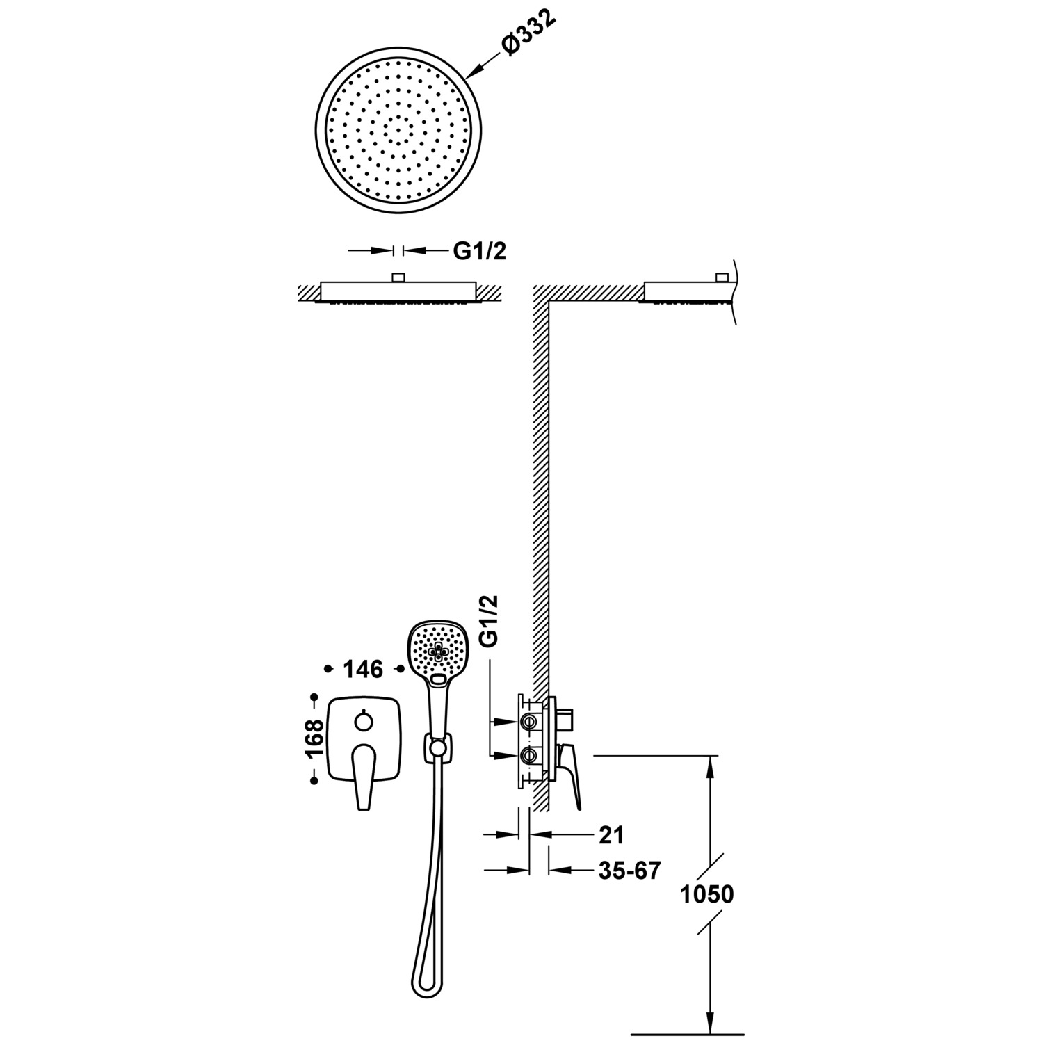 CANIGÓ PLUS Rapid-box 2-ходовой скрытый смеситель для душа с одной ручкой в комплекте-21828005 TRES Canigo - Вид №1