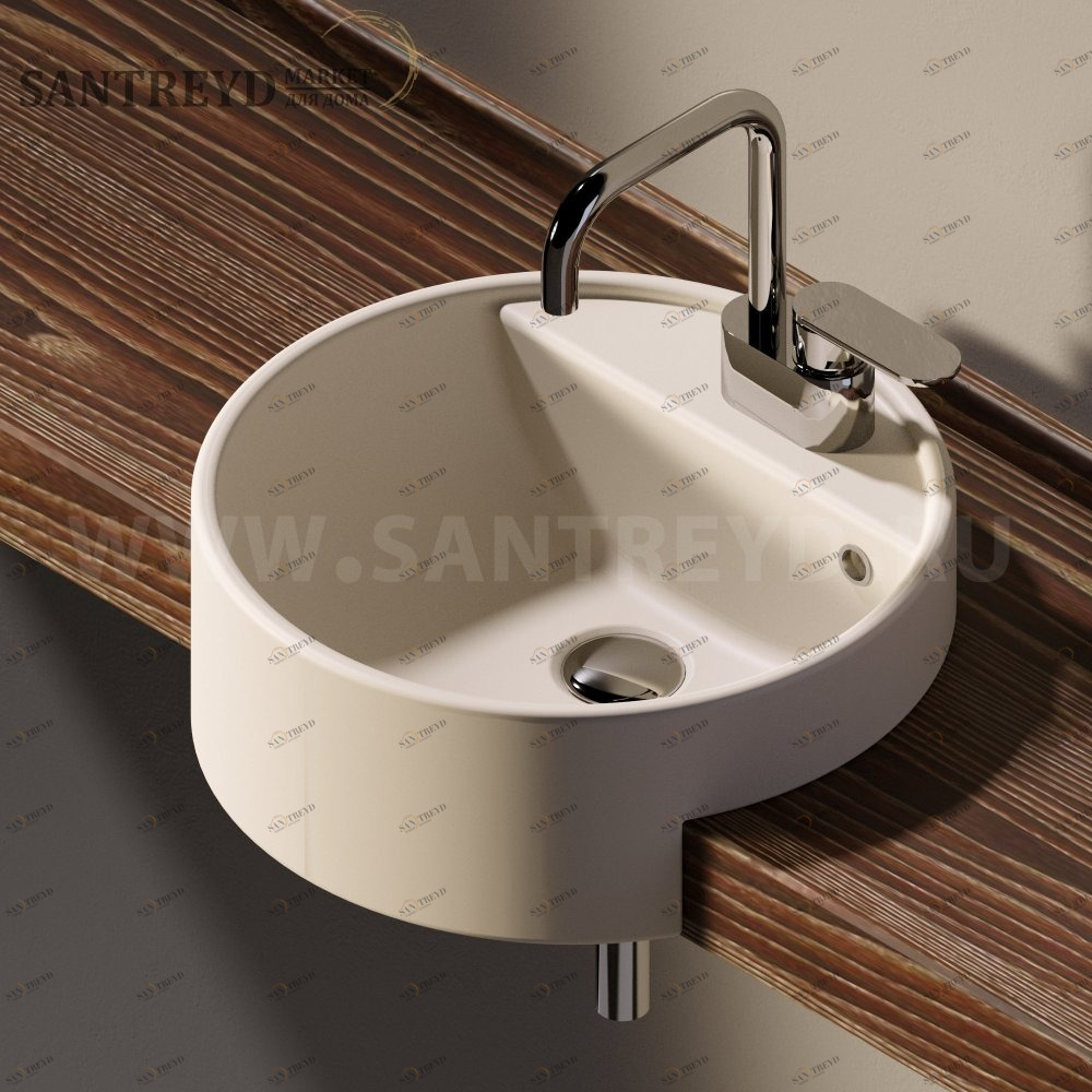 5054-42.9003 Полувстраиваемая раковина консольная 50 см бежевая Flaminia Twin Ceramica Flaminia 5054429003