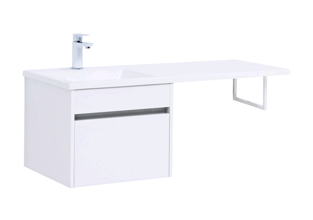 Тумба с раковиной Aquanet Токио 110 L белый (подвесная, 1 ящик) 0023691500235497 - Вид №1