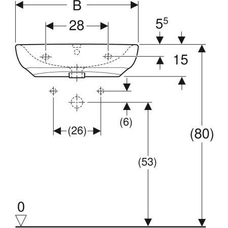 258567000 Раковина Geberit Renova Comfort, безбарьерная Geberit  - Вид №3