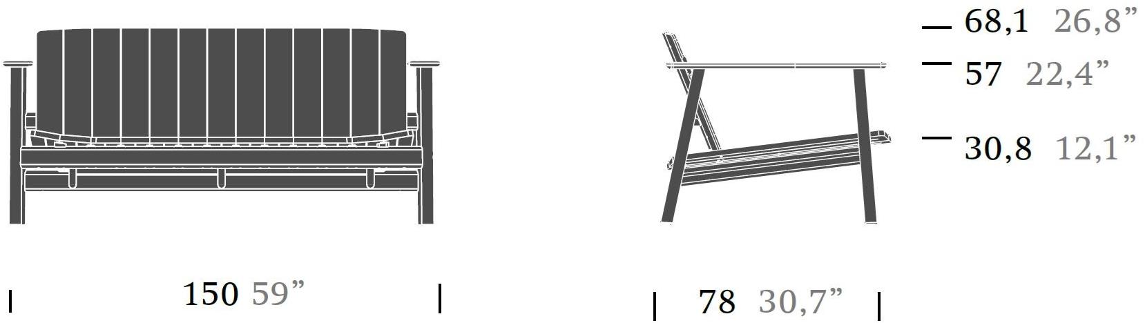 Kettal 2-местный тканевый садовый диван Riva #26400 - Вид №4
