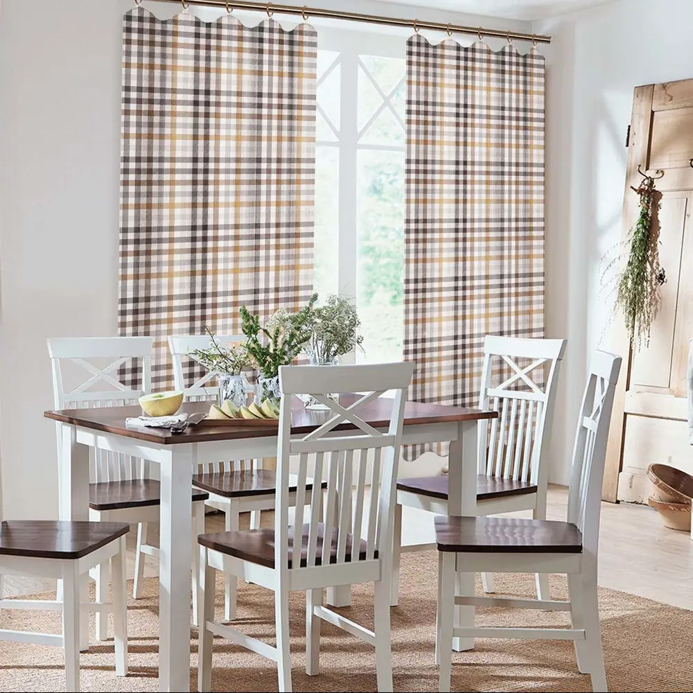 Штора на ленте для кухни Beige 145x180 см клетка цвет бежевый 84761669 STLM-2168250 LINEN WAY 