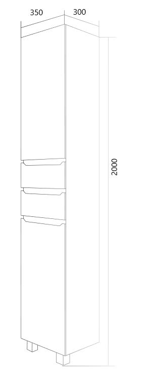 У57595 Шкаф - Пенал Кода 35Н, 2д, 2я, Белый глянец, МДФ 1 Marka Кода  - Вид №6