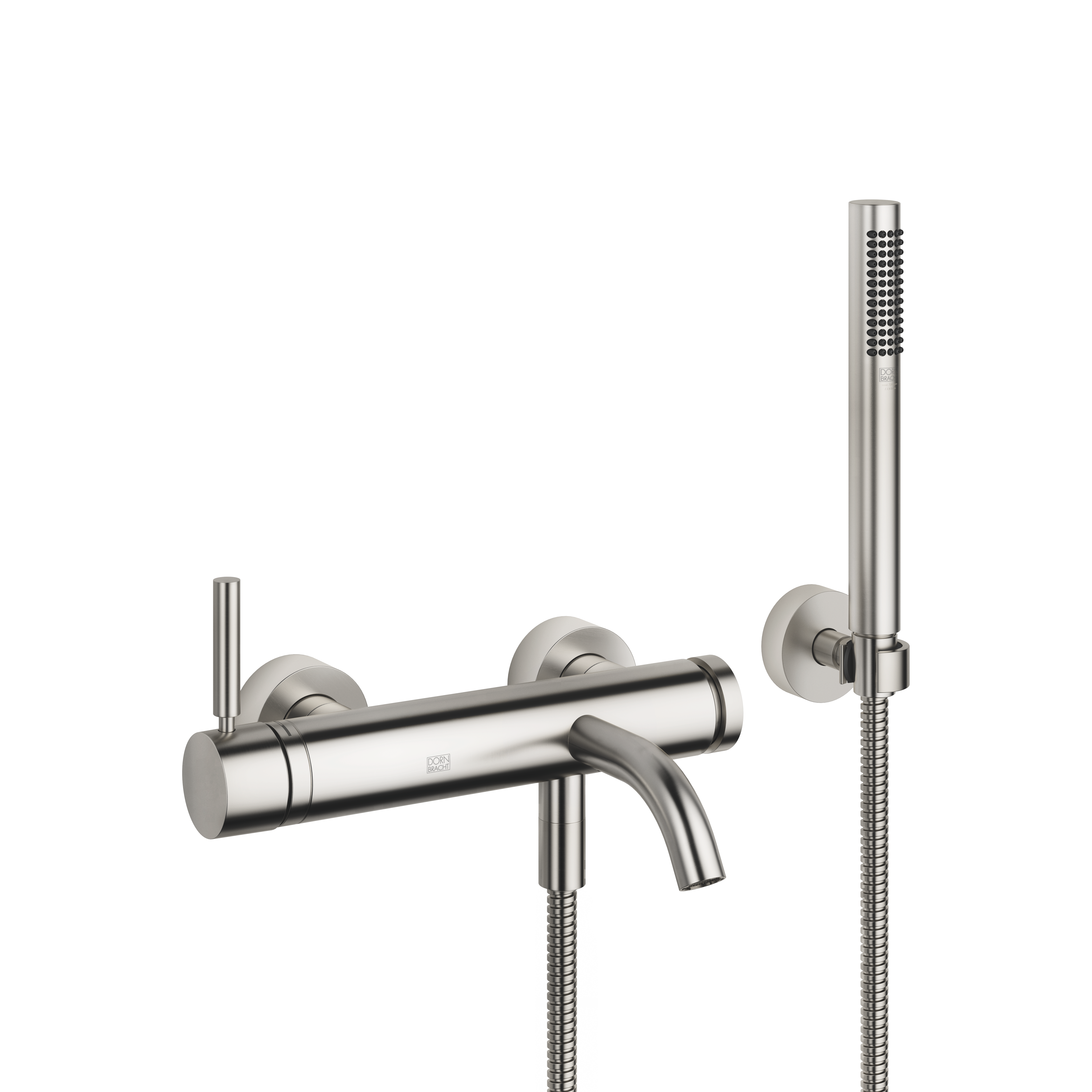 МЕТА Смеситель для ванны, однорычажный, настенный, с ручным душем - Матовый хром DornBracht 33233660-93