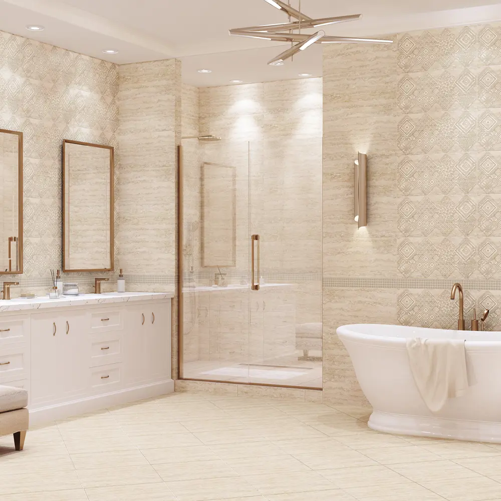 Бордюр настенный Azori Ascoli Diamond 7.5x63 см 0.047 м² камень цвет серый STLM-2020731 - Вид №3