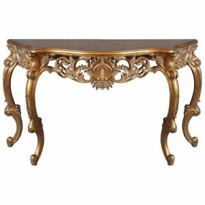 Консоль с деревянной столешницей 77х140 см античное золото Queen Gold ART-ZERKALO  00-3884139 Золото