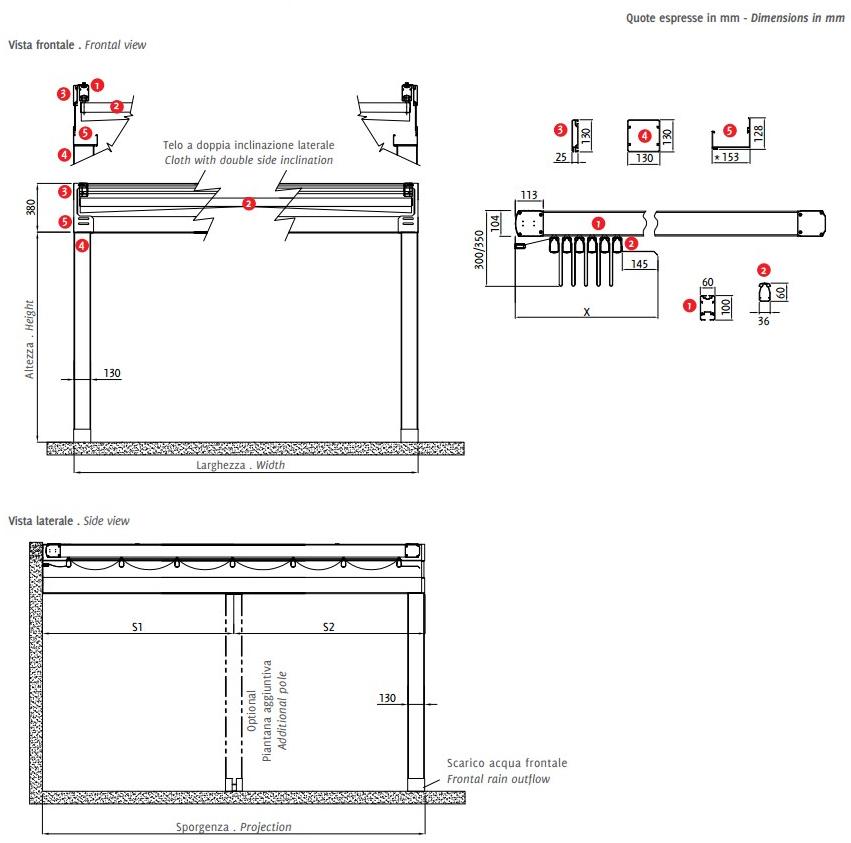 BT Group Пристенная пергола из ткани Pergolife sun-id-1378407 - Вид №1