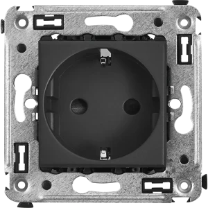 Розетка встраиваемая DKC Avanti с заземлением со шторками цвет черный матовый