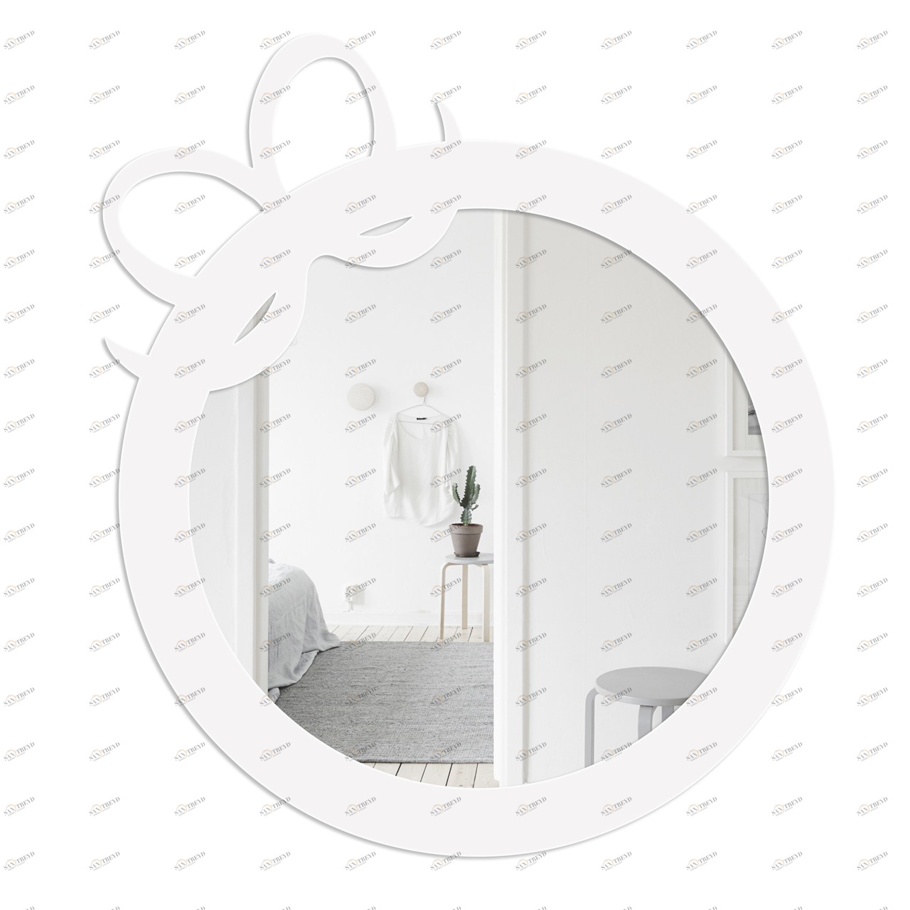 Зеркало круглое с бантом белое Ribbon BONESSI BONESSI 049453 Белый 