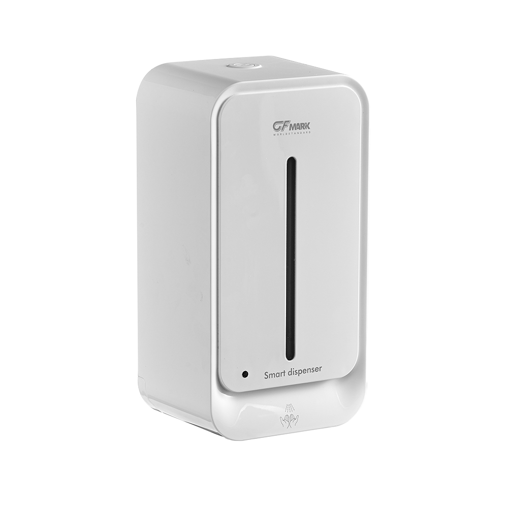 GFmark - Дозатор СЕНСОРНЫЙ, ДЕЗИНФЕКЦИЯ, прямоугольный, пластик АБС, БЕЛЫЙ, с полоской, 1000 мл, код: 729 