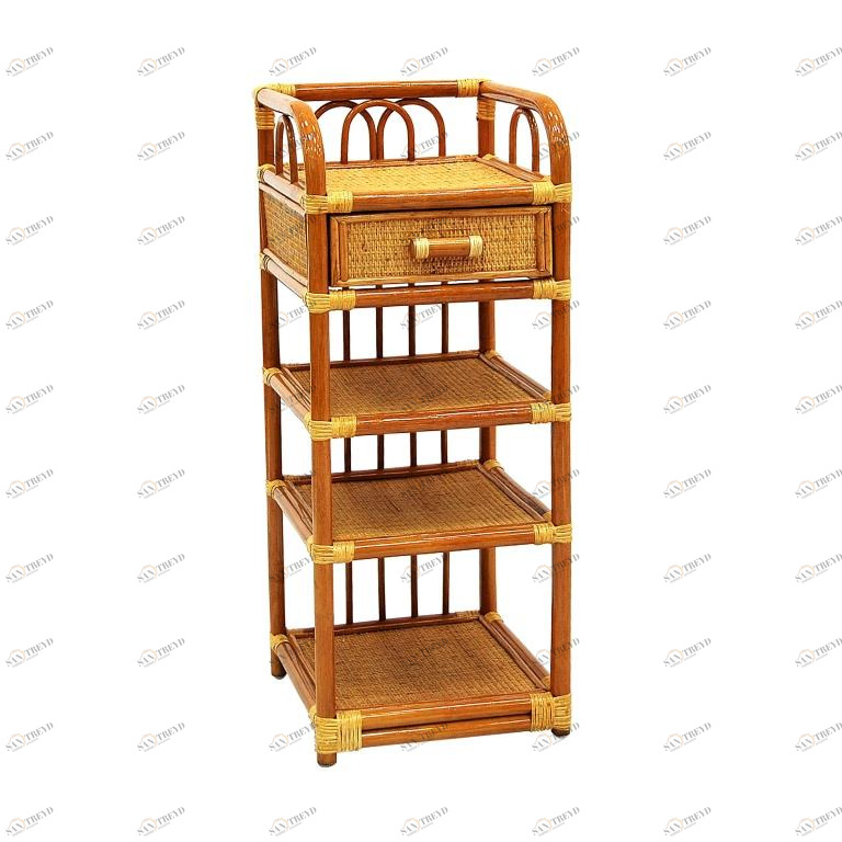 Этажерка с ящиком, ротанг бежевая "Олиа -2" ЭКО ДИЗАЙН CLASSIC RATTAN 129564 Бежевый 