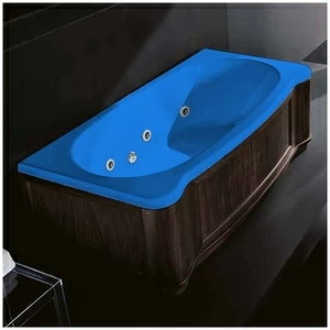 Ванна Gruppo treesse New Classic Young STX-V674B-DX-WV-G голубая с гидромассажем и дезинфекцией прямоугольная правая деревянная панель венге