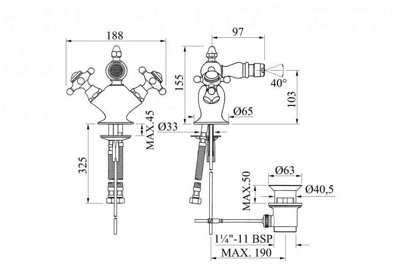 Bronces Mestre Смеситель для биде из хромированной латуни с глянцевой поверхностью Retro sun-id-1423081 - Вид №1
