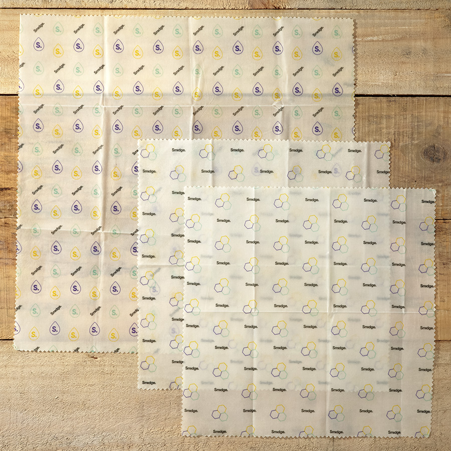 SMID89 Набор из 3 многоразовых оберток для хранения продуктов, пчелиный воск Smidge  - Вид №1