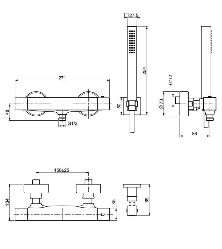 Смеситель для ванны из хромированной латуни FIMA CARLO FRATTINI Zeta ARCH-00038964 - Вид №2