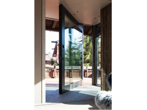 Застекленная распашная дверь с алюминиевой отделкой