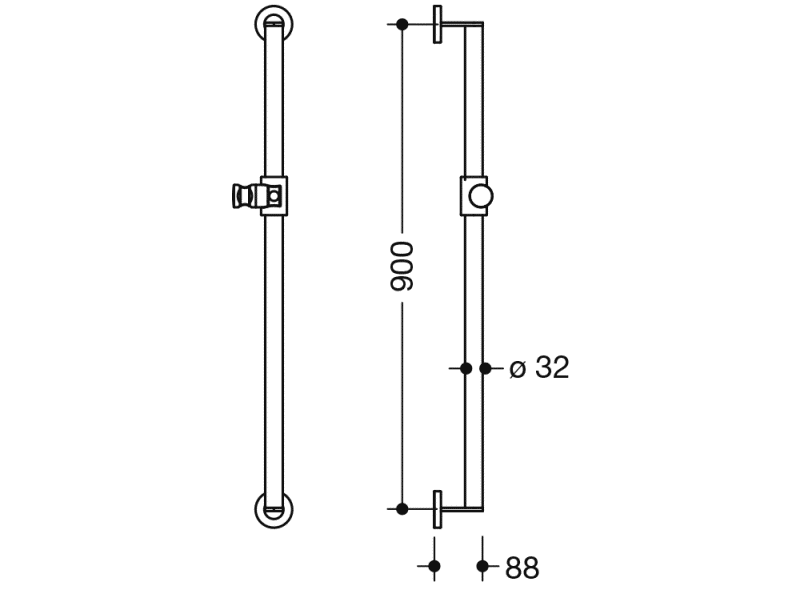 900.33.001XA держатель для душа HEWI System 900 - Вид №2