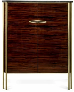 JOSÉ LEITE DE CASTRO Комод из черного дерева и гранита с распашными дверцами  10405635