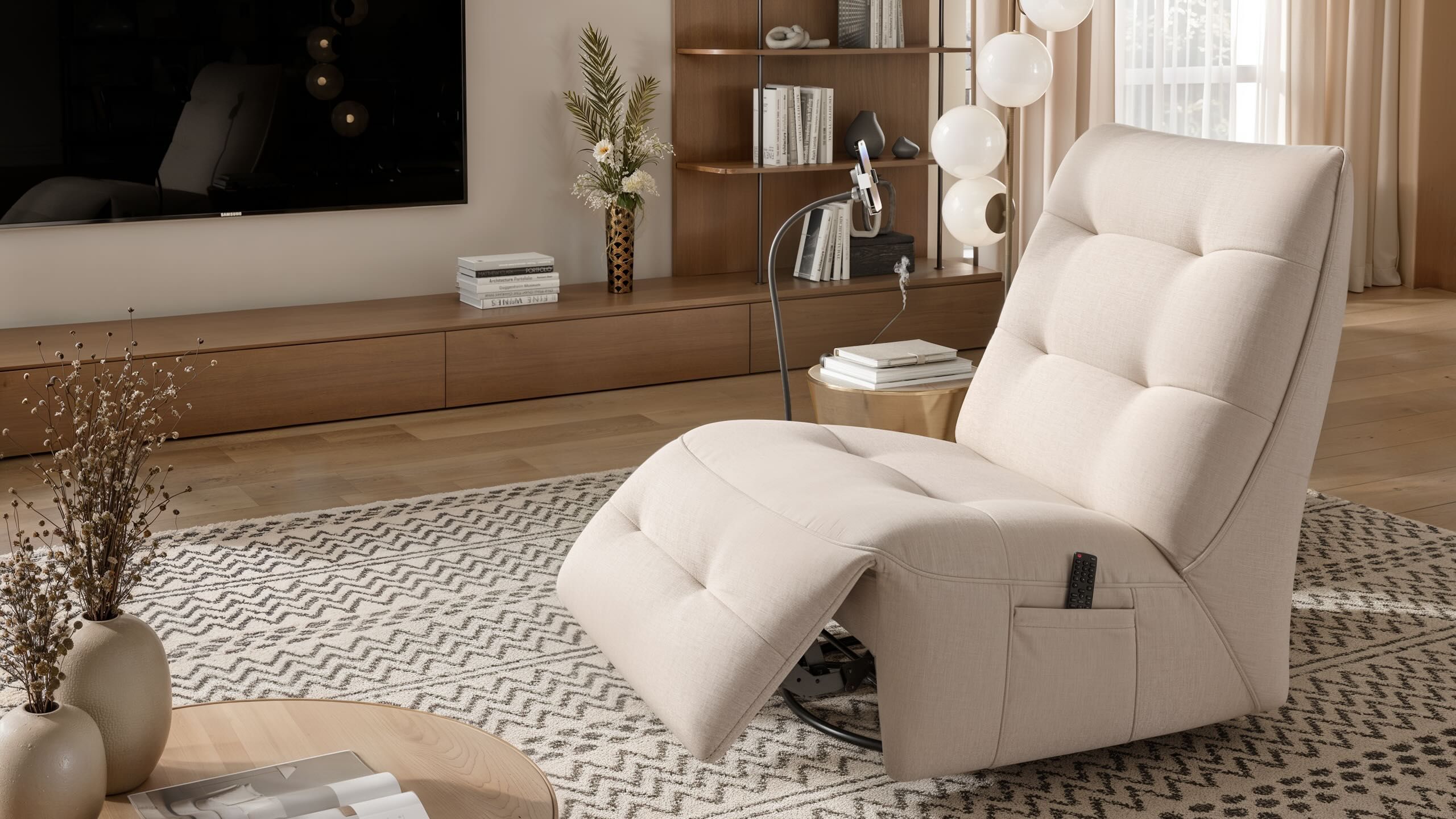 Тканевое вращающееся кресло с подставкой для ног Sofanella Боно ARCH-00054971 - Вид №2