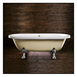 Ванна напольная отдельностоящая кремовая с хромированными  ножками "Львиная лапа" Akcjum Octavia WN-09-01-CH-J