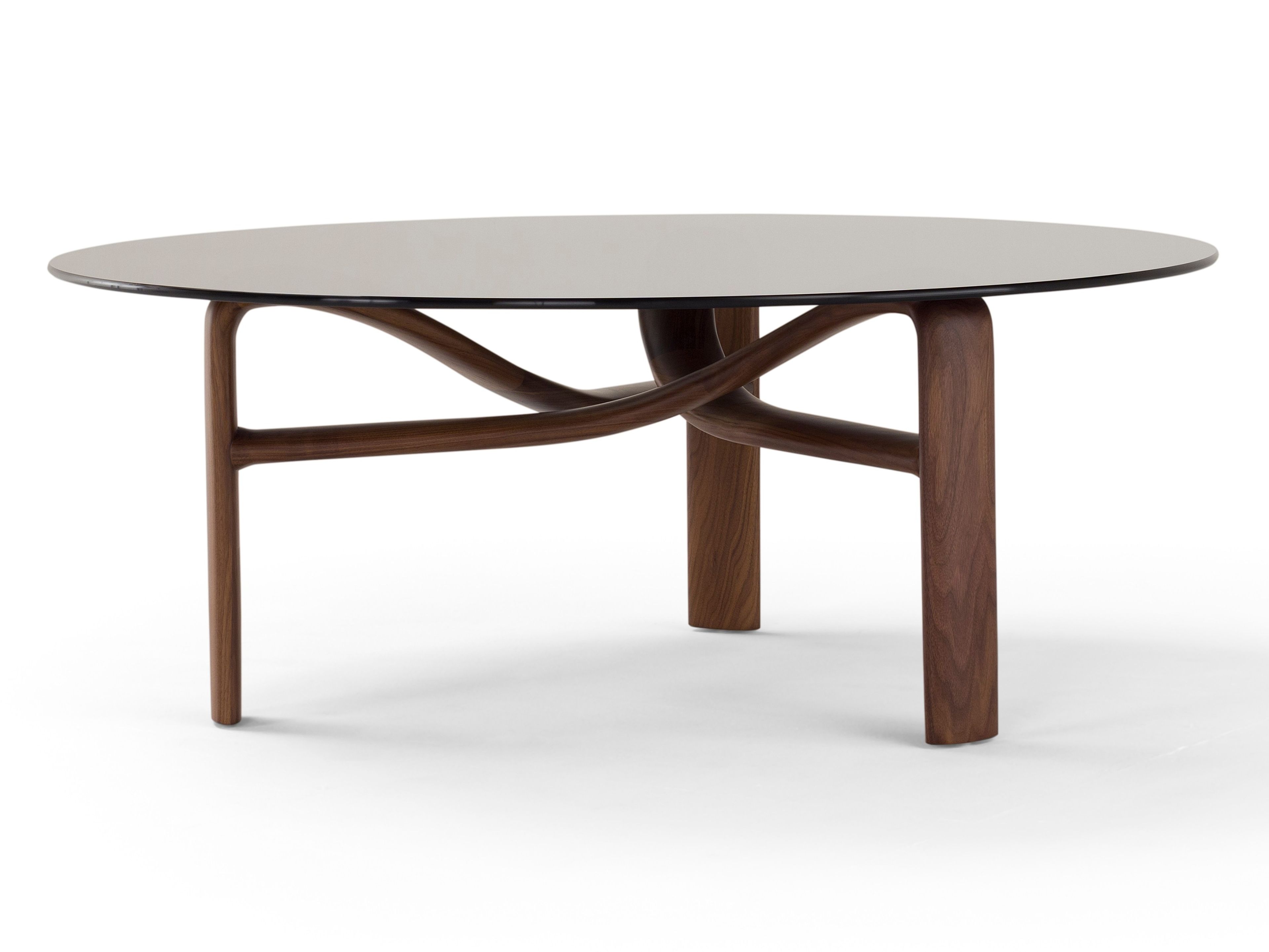 Круглый деревянный и стеклянный журнальный столик Amura ARCH-00127168 - Вид №1