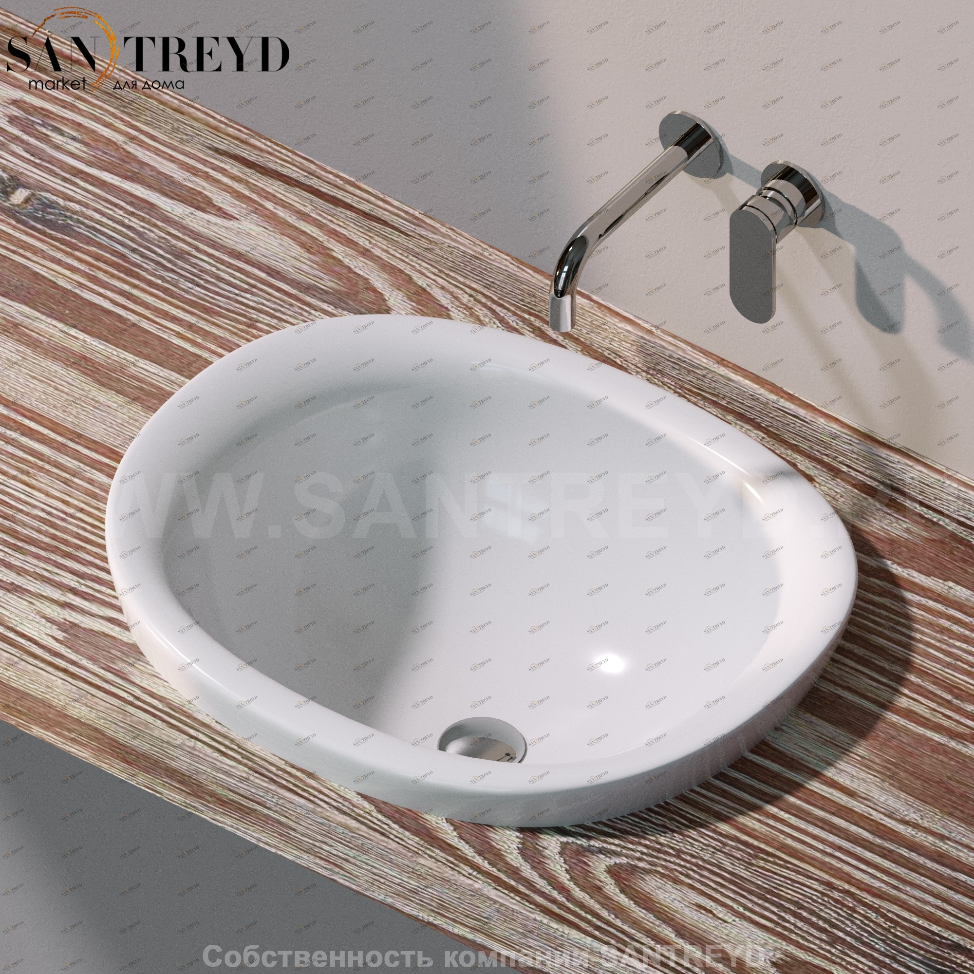 IO42609016 Накладная раковина под столешницу  овальная Ceramica Flaminia IO e SI