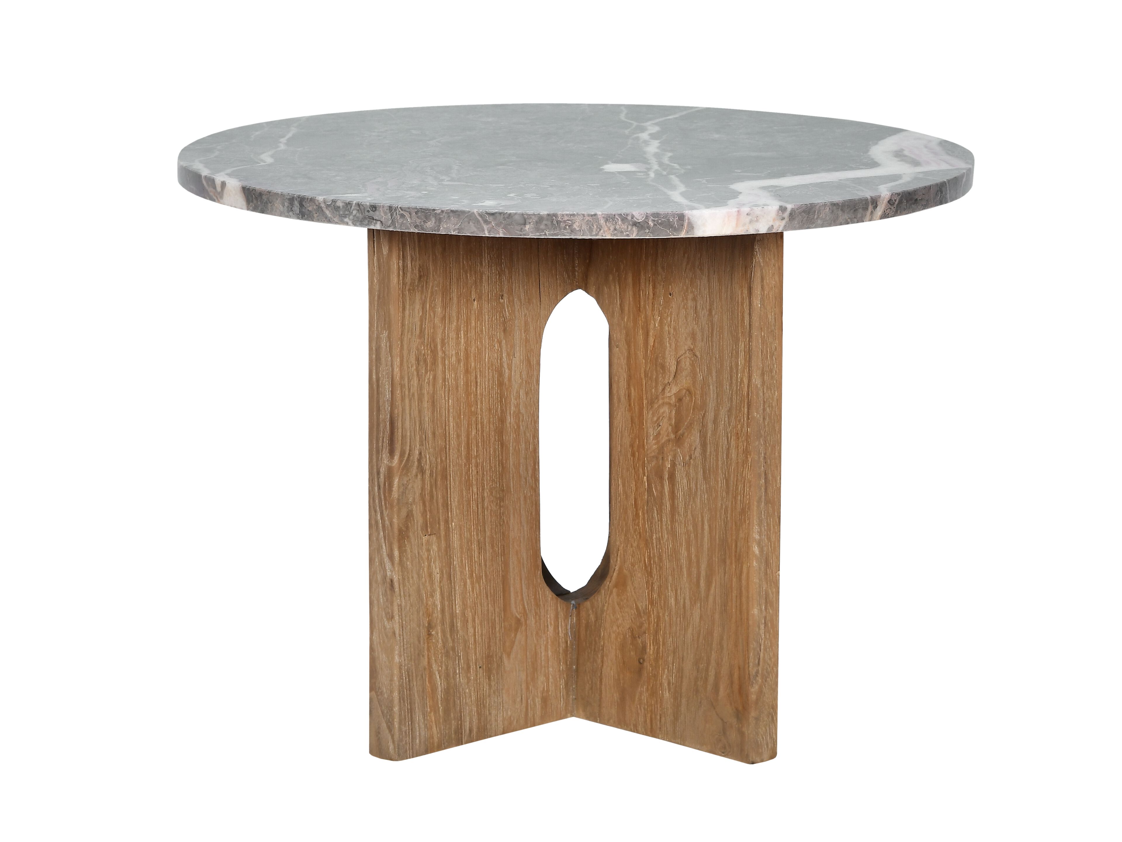 Высокий круглый стол из тикового дерева с мраморной столешницей cbdesign стела ARCH-00055804 - Вид №1