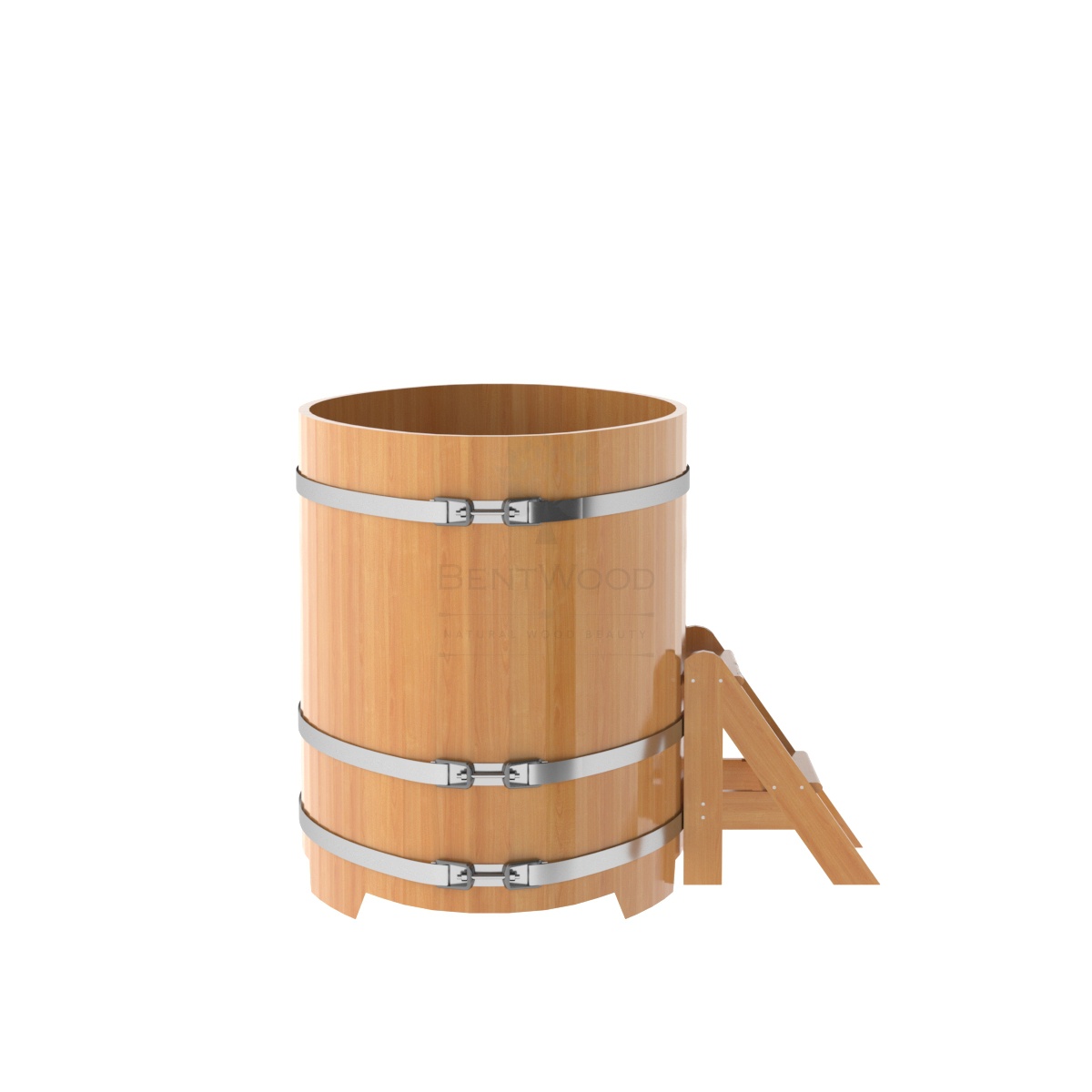 1160 Купель овальная из лиственницы 0,92х1,66х1,1 натуральная премиум Alyarus  - Вид №2