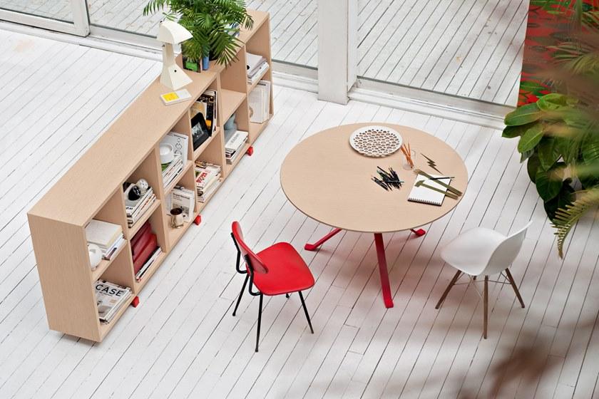 Manerba Низкий открытый деревянный офисный книжный шкаф Revo sun-id-1414747 - Вид №2