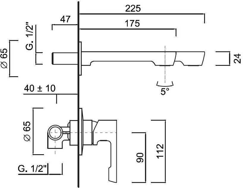 Rubinetteria Giulini Смеситель для умывальника, однорычажный Ego F5720-20, f5720-15 - Вид №1