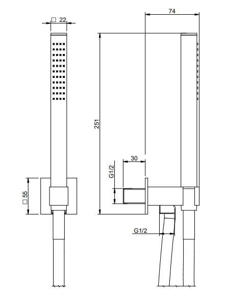 Латунный утопленный смеситель для душа с ручным душем Rubinetterie Treemme ARCH-00116997 - Вид №3