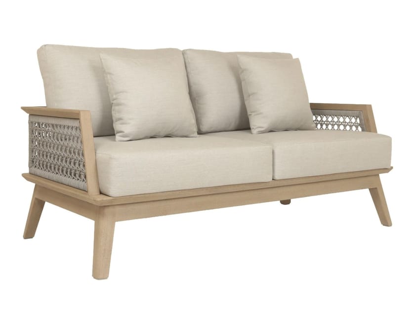 2-местный садовый диван из тика и плетеной веревки Les Jardins® Mira ARCH-00022588