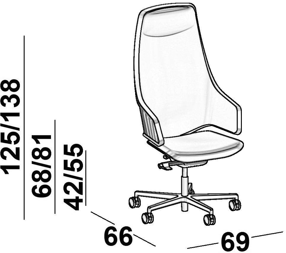Luxy Регулируемое по высоте кресло руководителя с 5 спицами и колесами Italia sun-id-1397677 - Вид №12