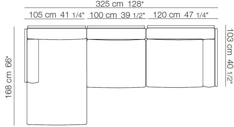 arflex Мягкий тканевый диван с шезлонгом Frame sun-id-1482926 - Вид №1