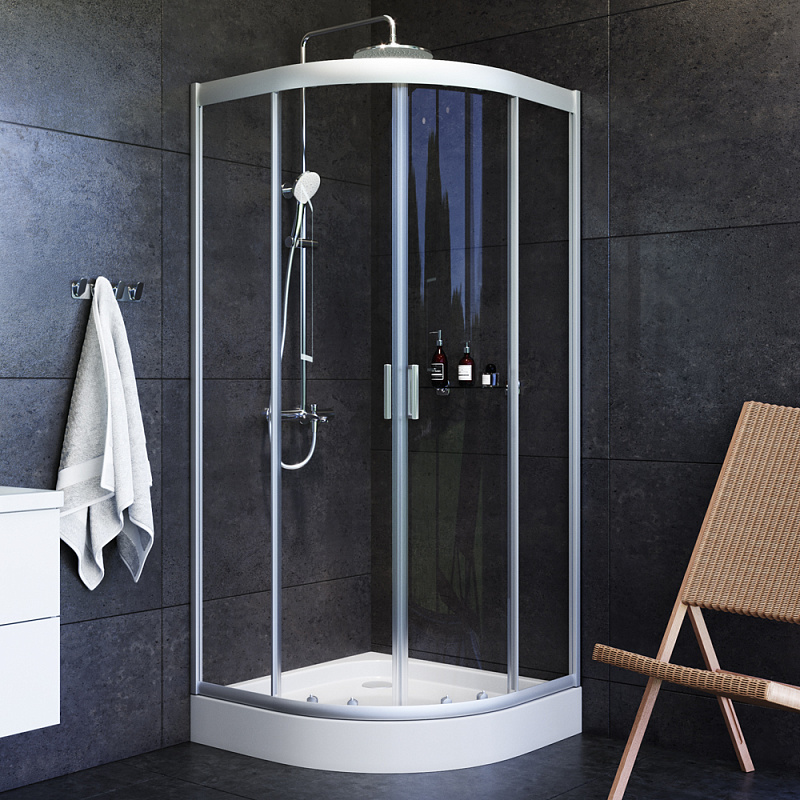 W83G-315-090CT Solo Slide Стекла для душ. ограждения 90x90 стекло прозрачное проф хром глянц AM.PM Like