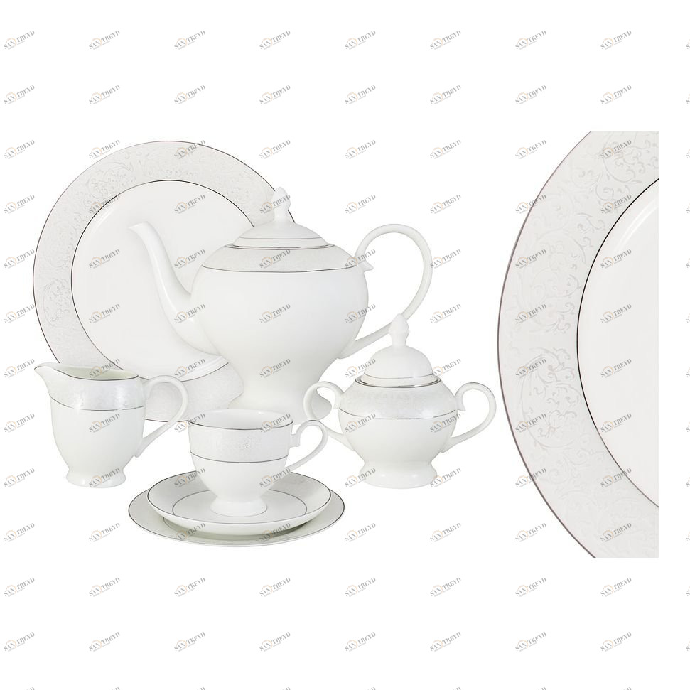 Сервиз чайный фарфоровый белый на 12 персон, 40 предметов "Мелисента" ANNA LAFARG EMILY МЕЛИСЕНТА 00-3946879 Белый 