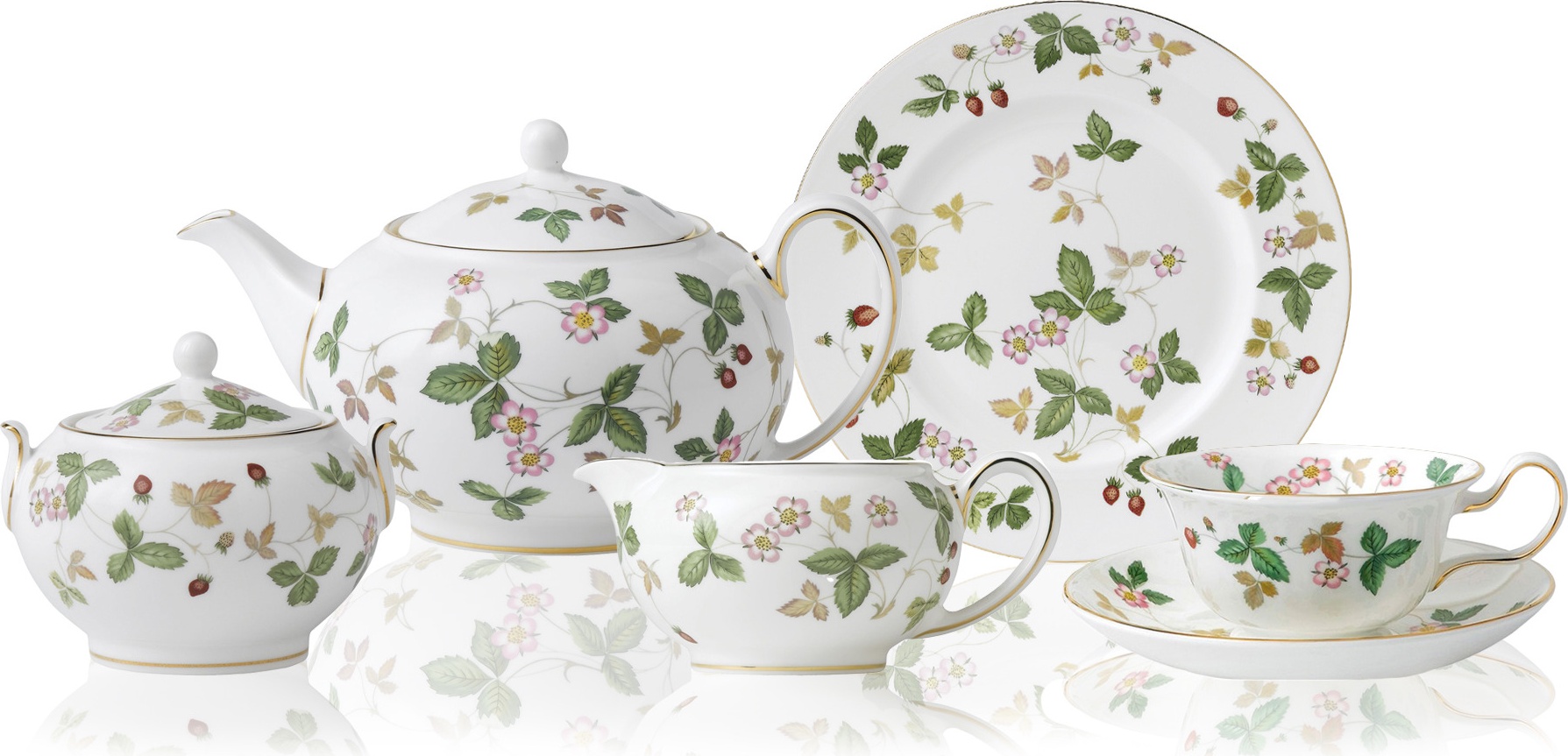 10672529 Wedgwood Сервиз чайный Wedgwood Земляника на 6 персон 21 предмет, фарфор Фарфор костяной 