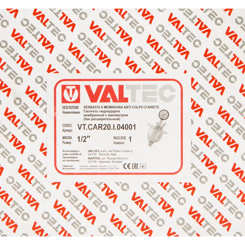 Гаситель гидроудара Valtec мембранный с манометром 1/2" VT.CAR20.I.04001 82575733 STLM-2073864  - Вид №3