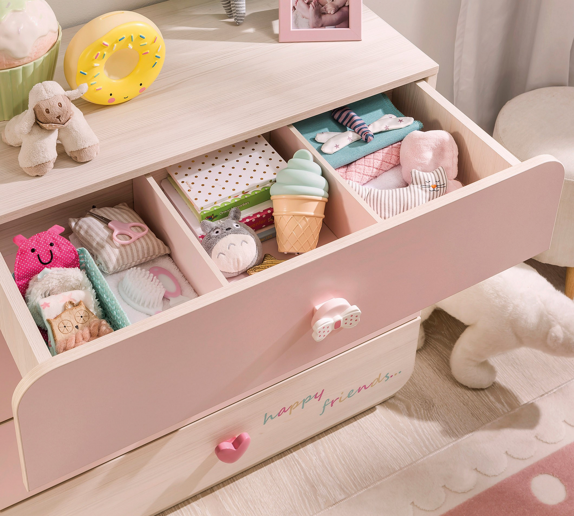 Комод детский с 4 ящиками розовый Baby Girl CILEK BABY GIRL 00-3832234 Бежевый;розовый Santreyd  - Вид №4
