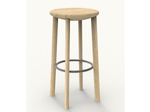 Высокий дубовый барный стул с подставкой для ног